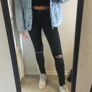 Free people black ripped skinny jeans